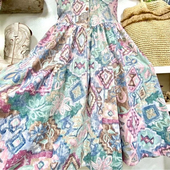 Stunning western Aztec native vibe vintage boho dress w country feel - Picture 10 of 16